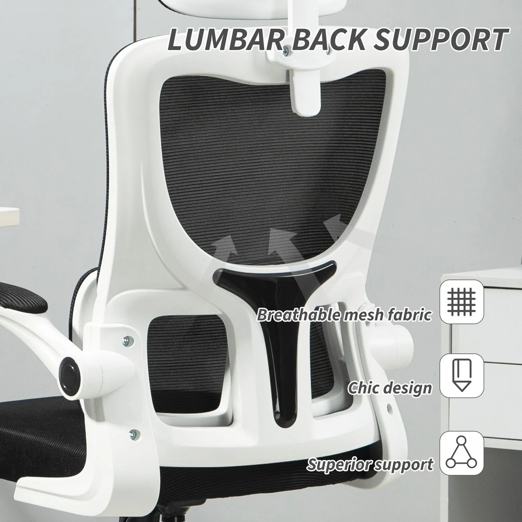 Vinsetto Scaun de Birou Ergonomic cu Tetieră Detașabilă Negru | Aosom Romania