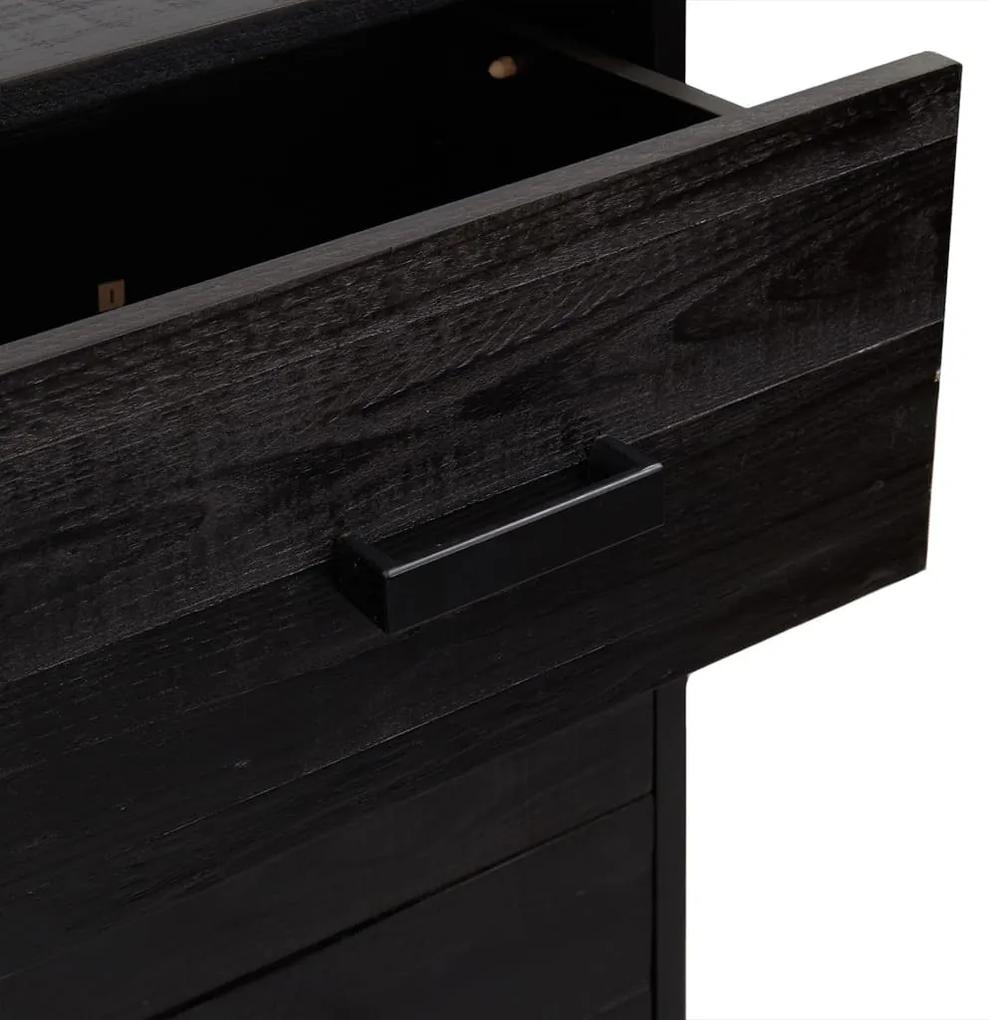 Dulap cu sertare, negru, 42x35x110 cm, lemn masiv pin reciclat Negru