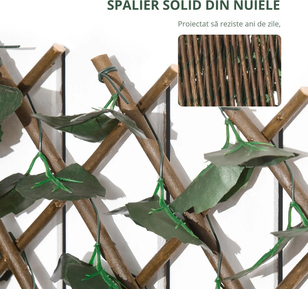 Outsunny Gard Artificial Extensibil cu 2 Secțiuni din Poliester și Ratan, 200x100 cm, Verde | Aosom Romania