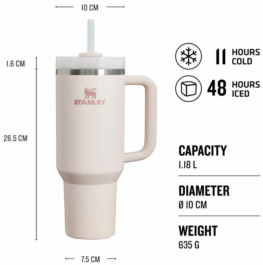 STANLEY Quencher H2.O FlowState Tumbler 1180 mlRose Quartz 2.0