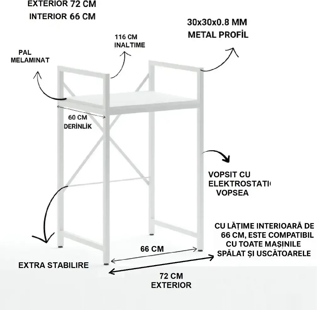 Suport raft pentru mașină de spălat și uscător