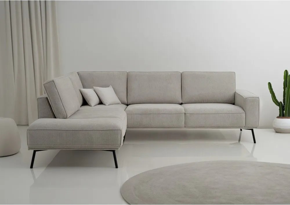 Colțar grej cu tapițerie din chenille (cu colț pe partea stângă/în formă de ”L”) Amsterdam – Scandic