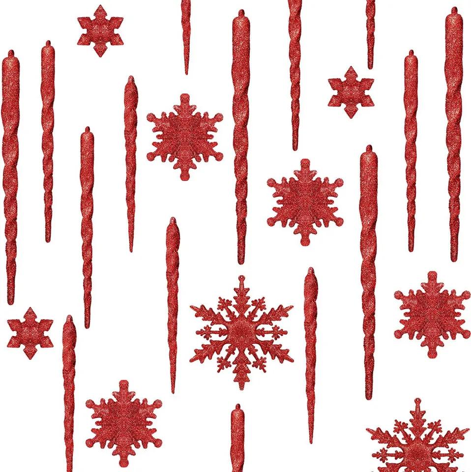 Set de 72 ornamente pentru bradul de Craciun CHUANGDI, acril, rosu