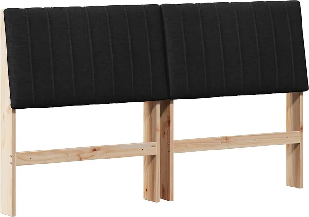 vidaXL Tăblie tapițată Negru 160 cm Lemn de pin masiv