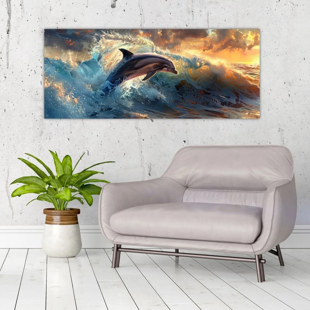 Tablou - Delfin, ilustrații (120x50 cm)