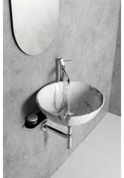 Sapho - Lavoar DALMA pentru blat, Ø 42 cm, ceramică/Carrara/alb