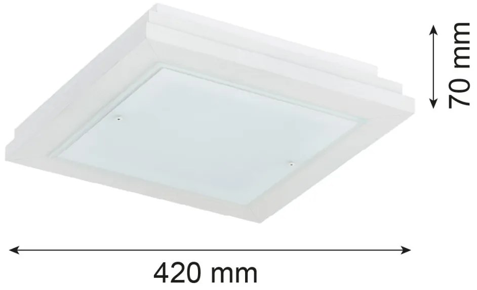 Plafoniera din lemn si sticla TABOR 42x42cm, alb crem