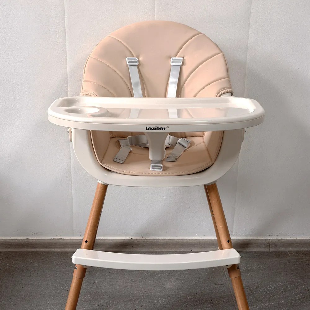 Scaun de hrănire 2 în 1 bej
