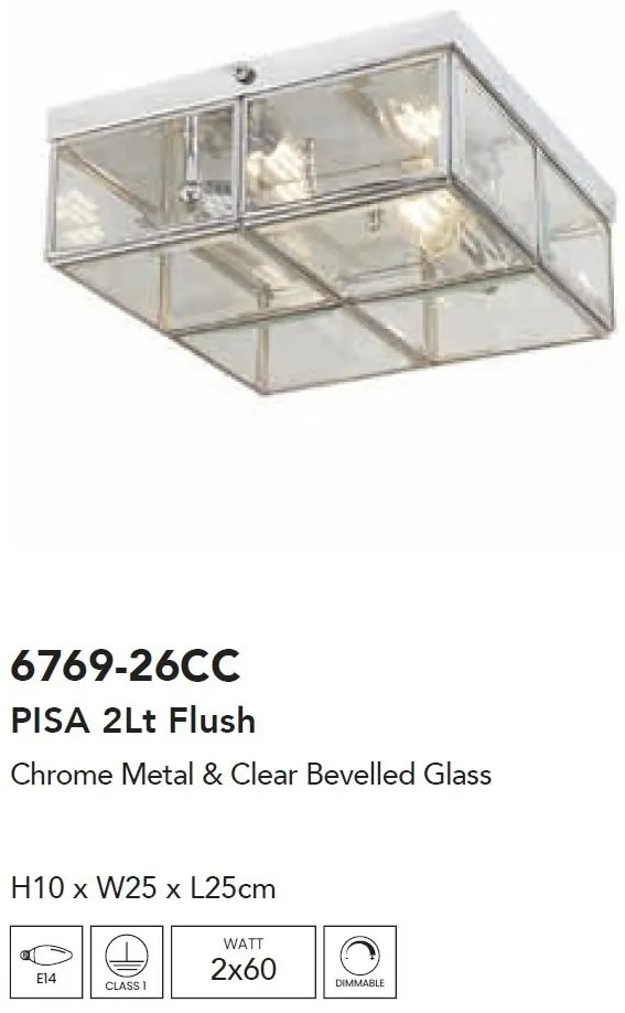 Plafoniera design decorativ Pisa 2L crom