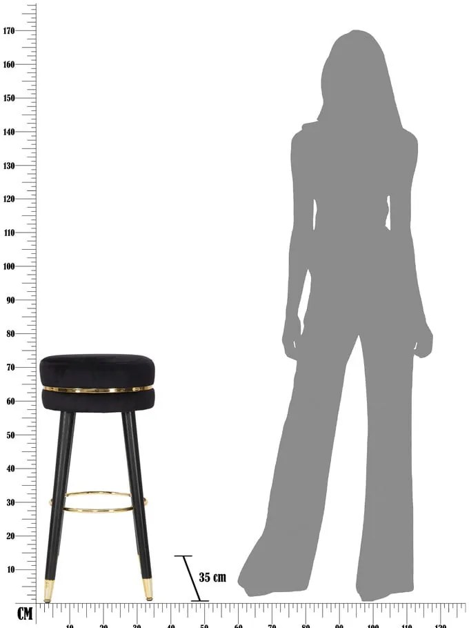 Scaun de bar negru/auriu tapițat (înălțime șezut 74 cm) Paris – Mauro Ferretti