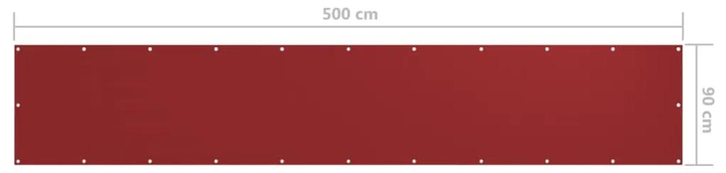 Paravan de balcon, rosu, 90 x 500 cm, tesatura oxford Rosu, 90 x 500 cm
