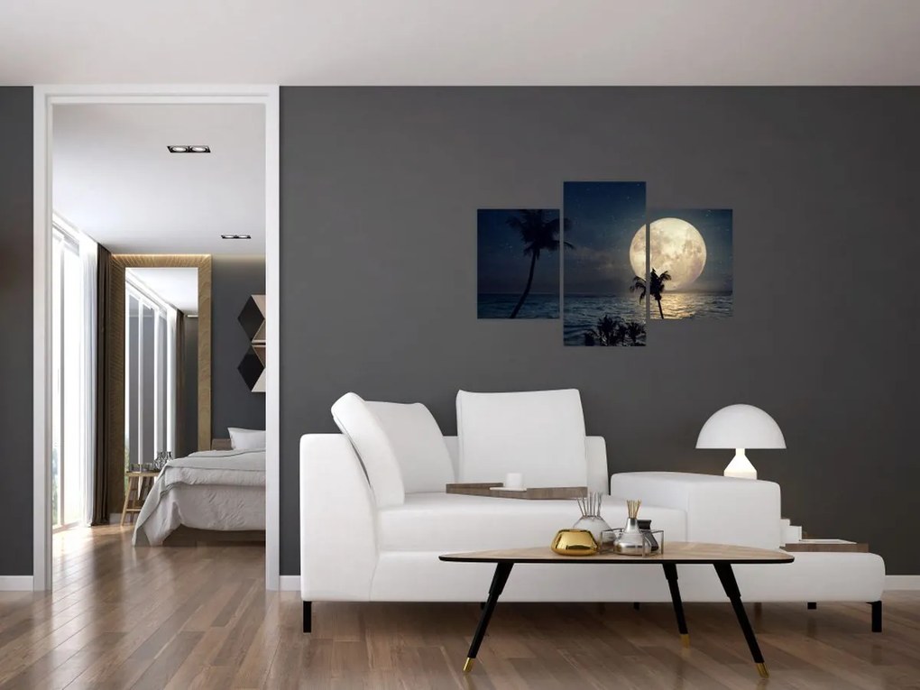 Tablou - Plajă cu lună plină (90x60 cm)