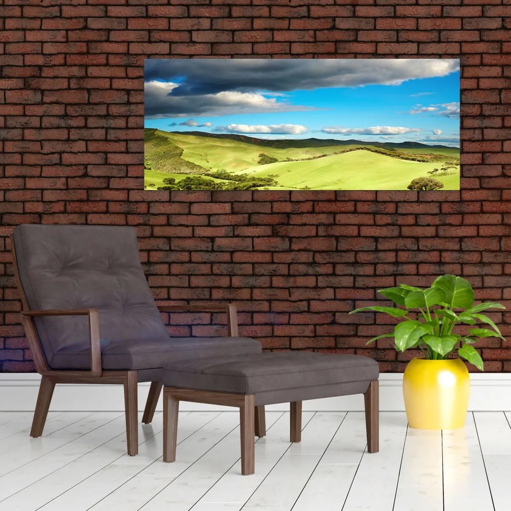 Tablou - Peisaj verde cu dealuri (120x50 cm)