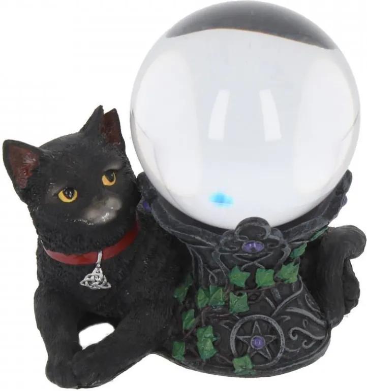 Statueta / Suport glob de cristal pisica neagra Cosmo 13 cm