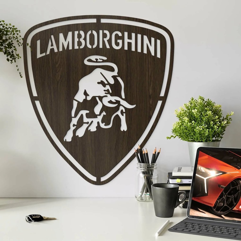 DUBLEZ | Sigla din lemn a mașinii  - Lamborghini
