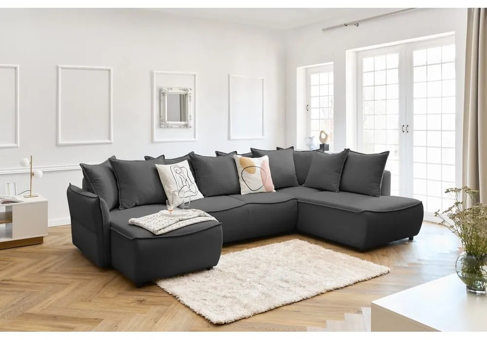 Colțar gri închis extensibil (cu colțar pe partea dreaptă) Leon – Bobochic Paris