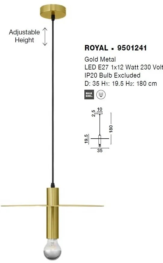 Lustra/Pendul design modern ROYAL auriu