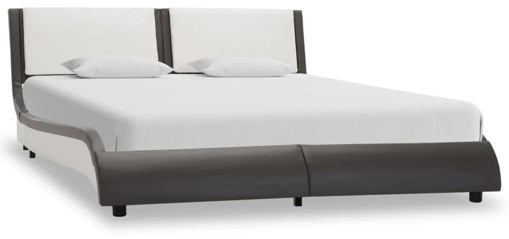 280459 vidaXL Cadru de pat, gri și alb, 120x190 cm, piele ecologică