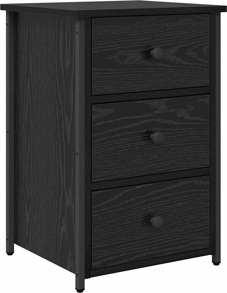 vidaXL Dulap de noapte cu sertar Stejar Negru 40 x 36 x 60 cm