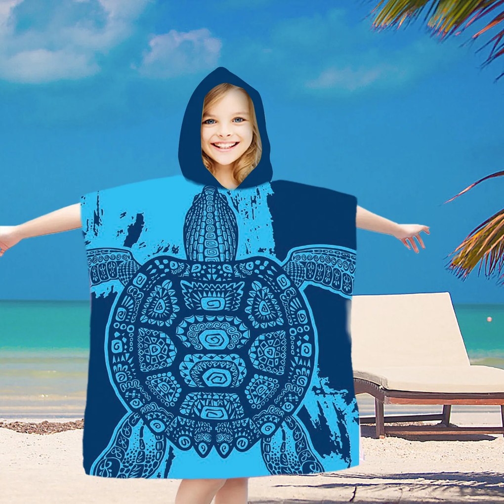 Set de poncho-uri de plaja INDIGO 2 bucati, albastru.