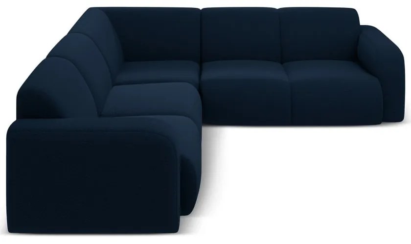 Colțar albastru închis cu tapițerie din țesătură bouclé (cu colț variabil/în formă de ”L”) Molino – Micadoni Home