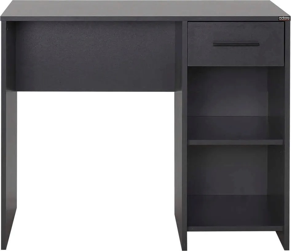 Birou Modern Adore Concept cu Sertar și 2 Rafturi, Alb - Maro - Stejar - Antracit, 90x52x75 cm