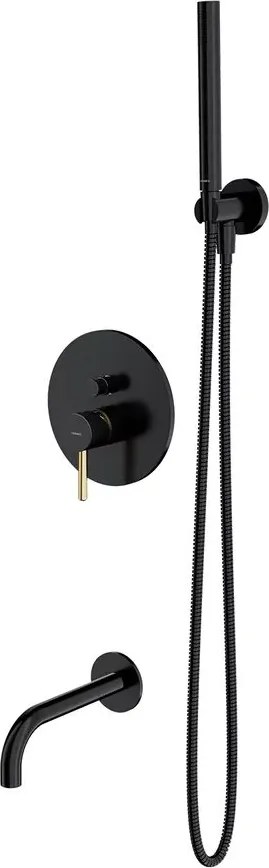 Baterie cada - dus incastrata Omnires Y cu corp ingropat si set de dus negru - auriu