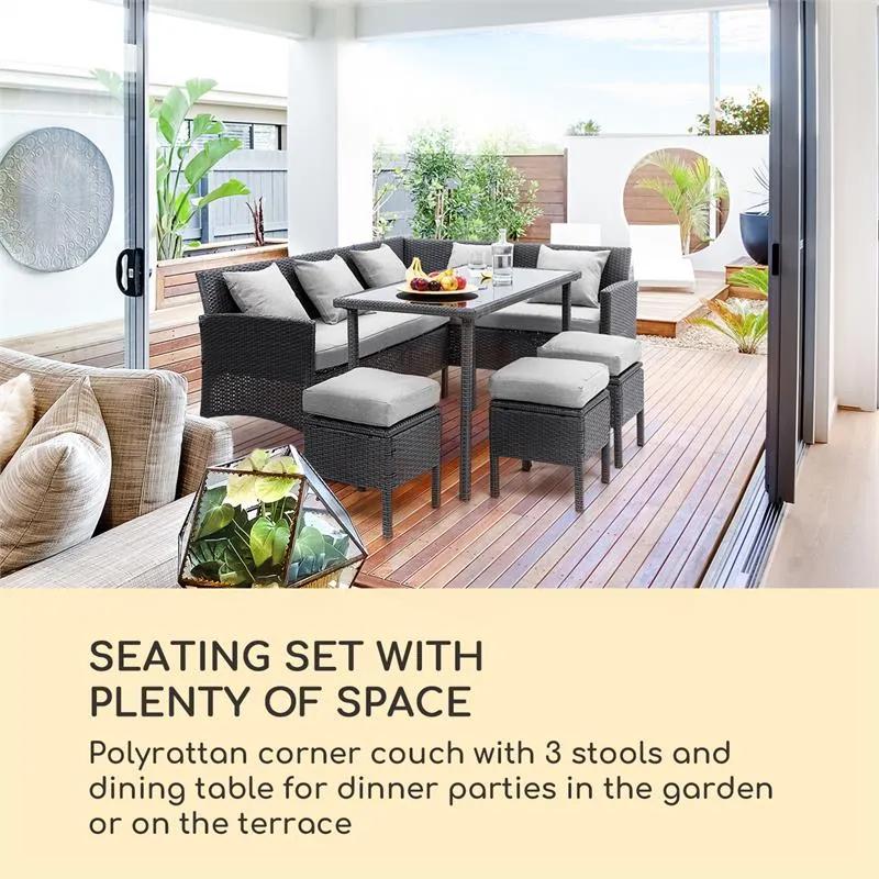 Titania Dining Lounge, set de grădină, negru / gri deschis