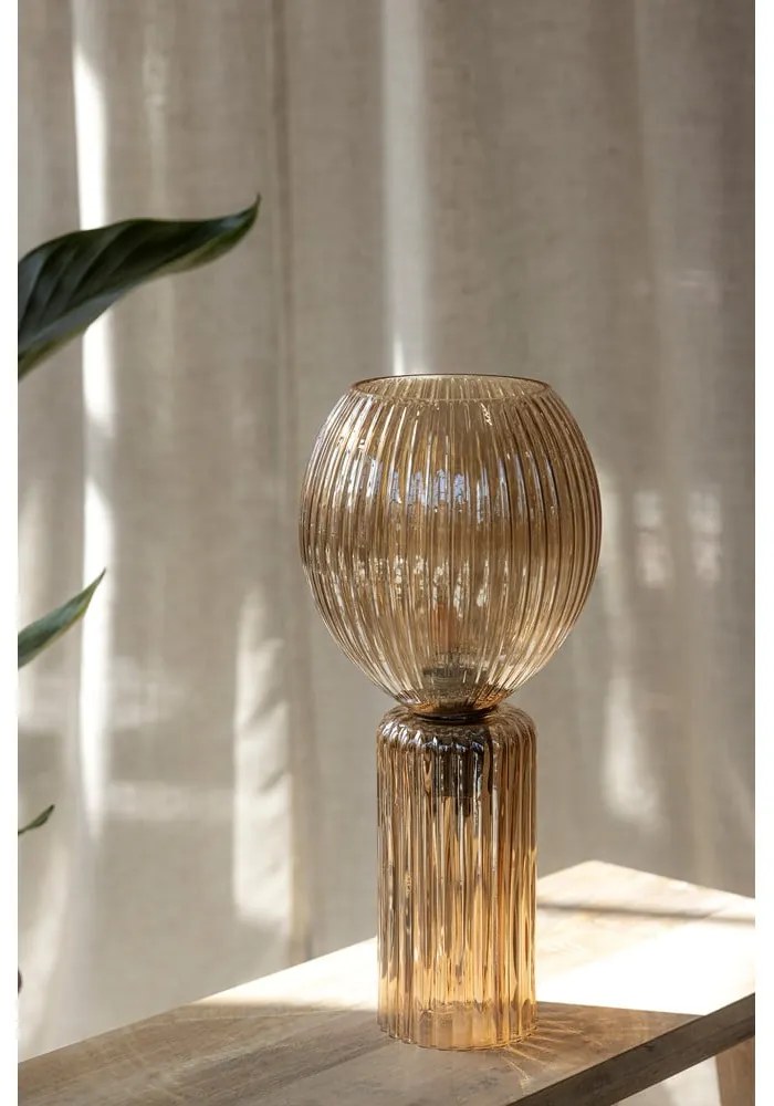 Veioză chihlimbar cu abajur din sticlă (înălțime 40 cm) Toulipa – Markslöjd