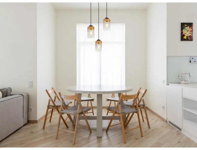 Lustra cu 3 pendule design modern FINCA negru mat, maro inchis