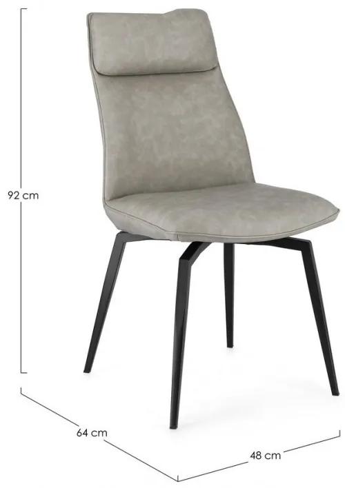 Scaun dining taupe din piele ecologica si metal, Lawrence Bizzotto