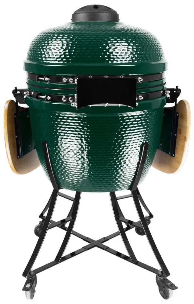 Grătar ceramic pentru cărbuni cu rafturi laterale, grilă de 52 cm