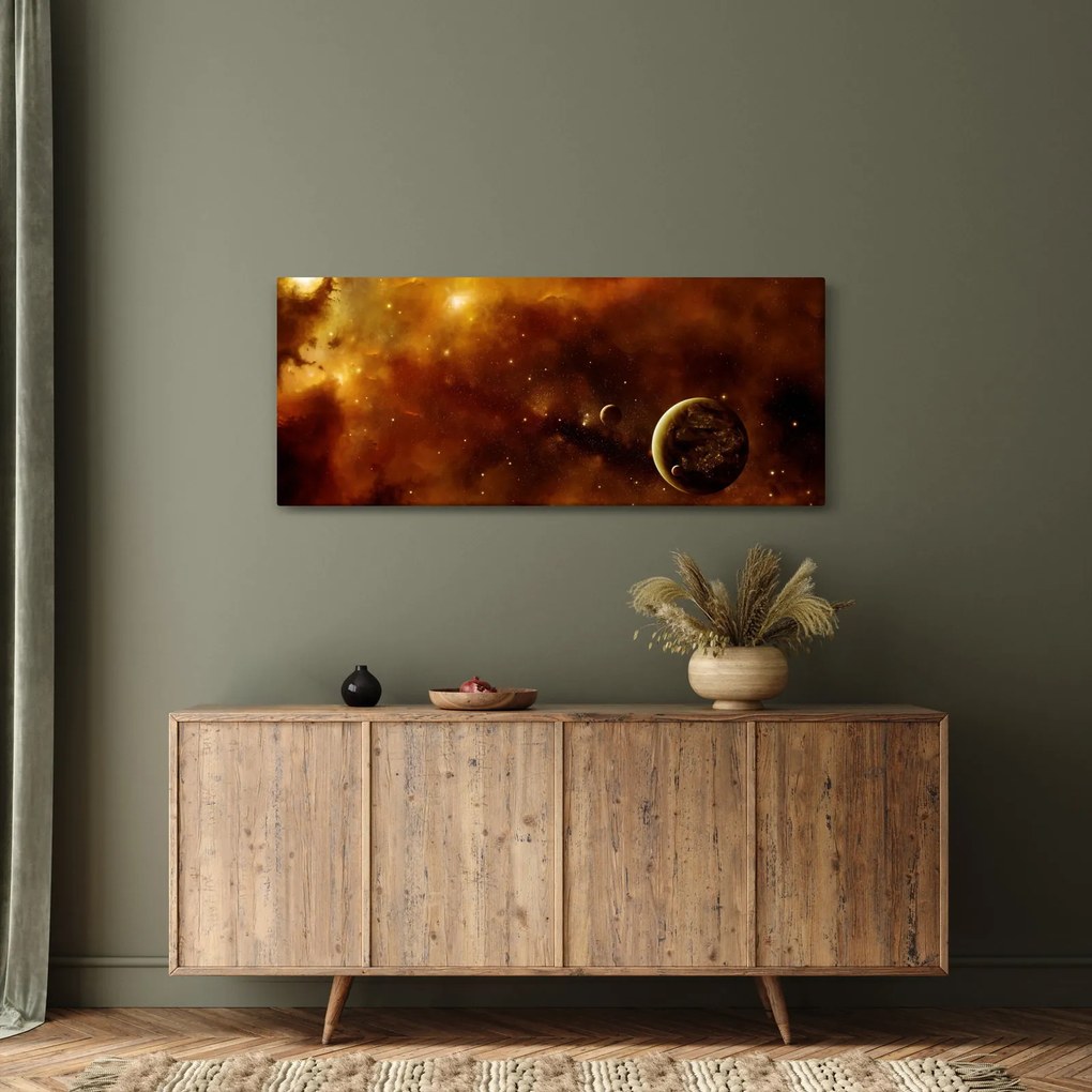 Tablou - Planete cu nebuloasă (120x50 cm)