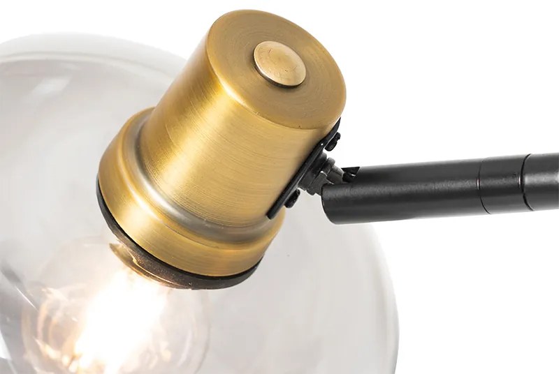 Lampa de podea neagră cu auriu cu sticlă fumurie cu 3 lumini - Zuzanna