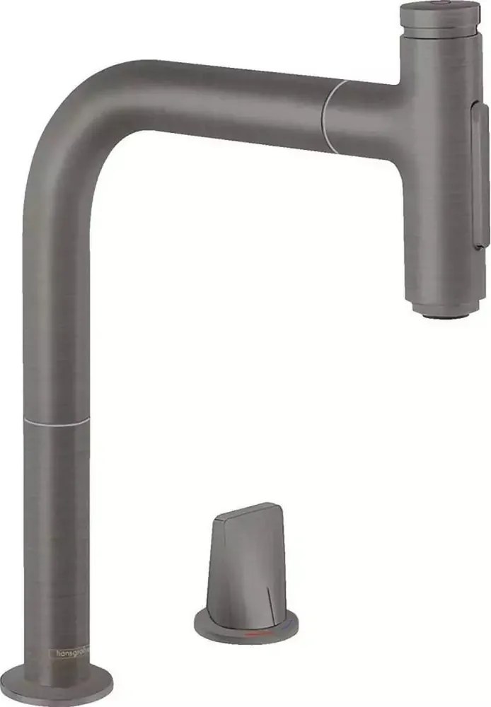 Baterie bucatarie cu dus extractibil gri periat Hansgrohe Metris M71 200 sBox cu 2 jeturi