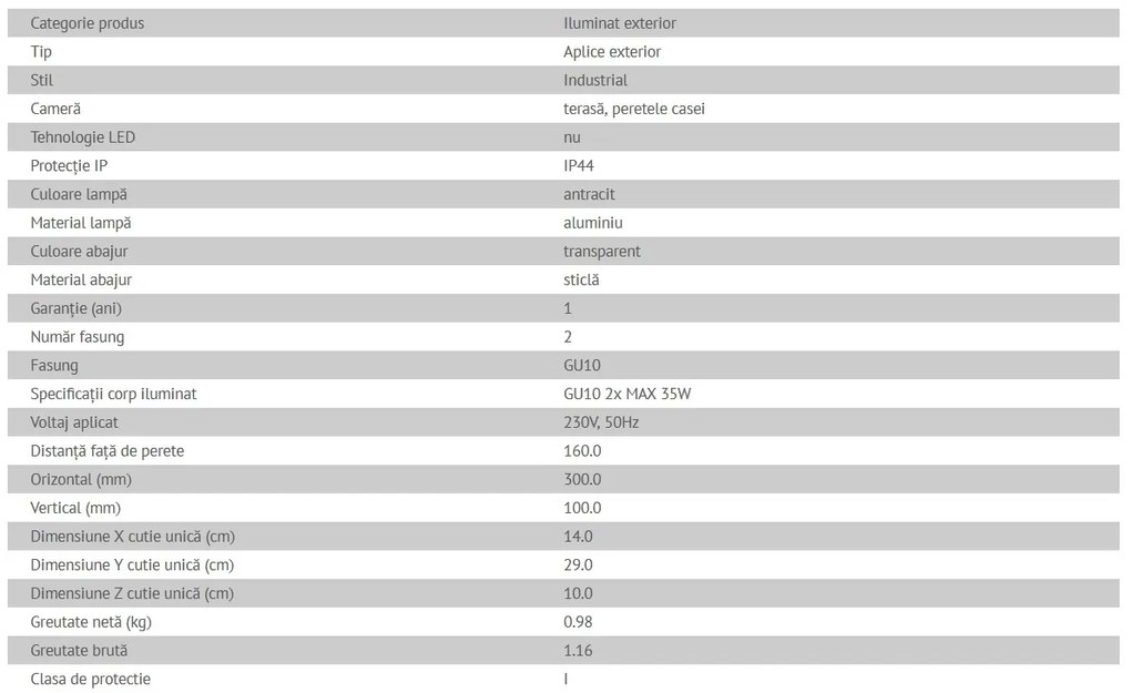 Aplica de exterior moderna cu 2 spoturi IP44 Elva