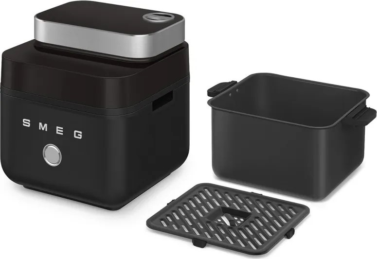 Friteuza cu aer cald Smeg Collezione AFC01BLMAU, 1450 W, 7,3 l, 40-200°C, 7 programe, Мod dublu, Цomandă tactilа, Timer, LED, negru