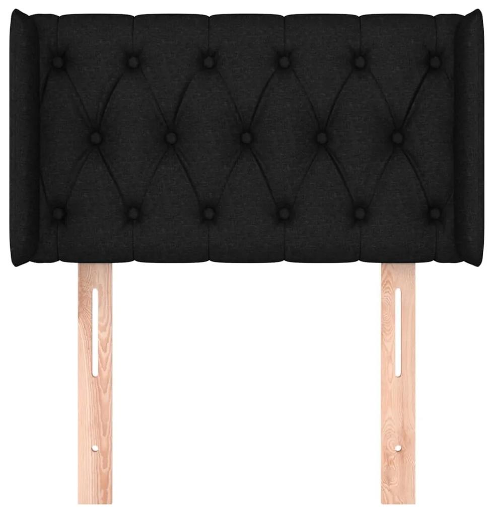 Tablie de pat cu aripioare negru 83x16x78 88 cm textil 1, Negru, 83 x 16 x 78 88 cm