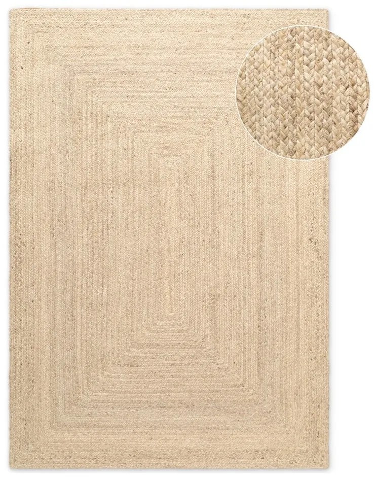 Covor culoare naturală deschisă reversibil, țesut manual din iută 60x90 cm Sharmila Natural White – Hanse Home