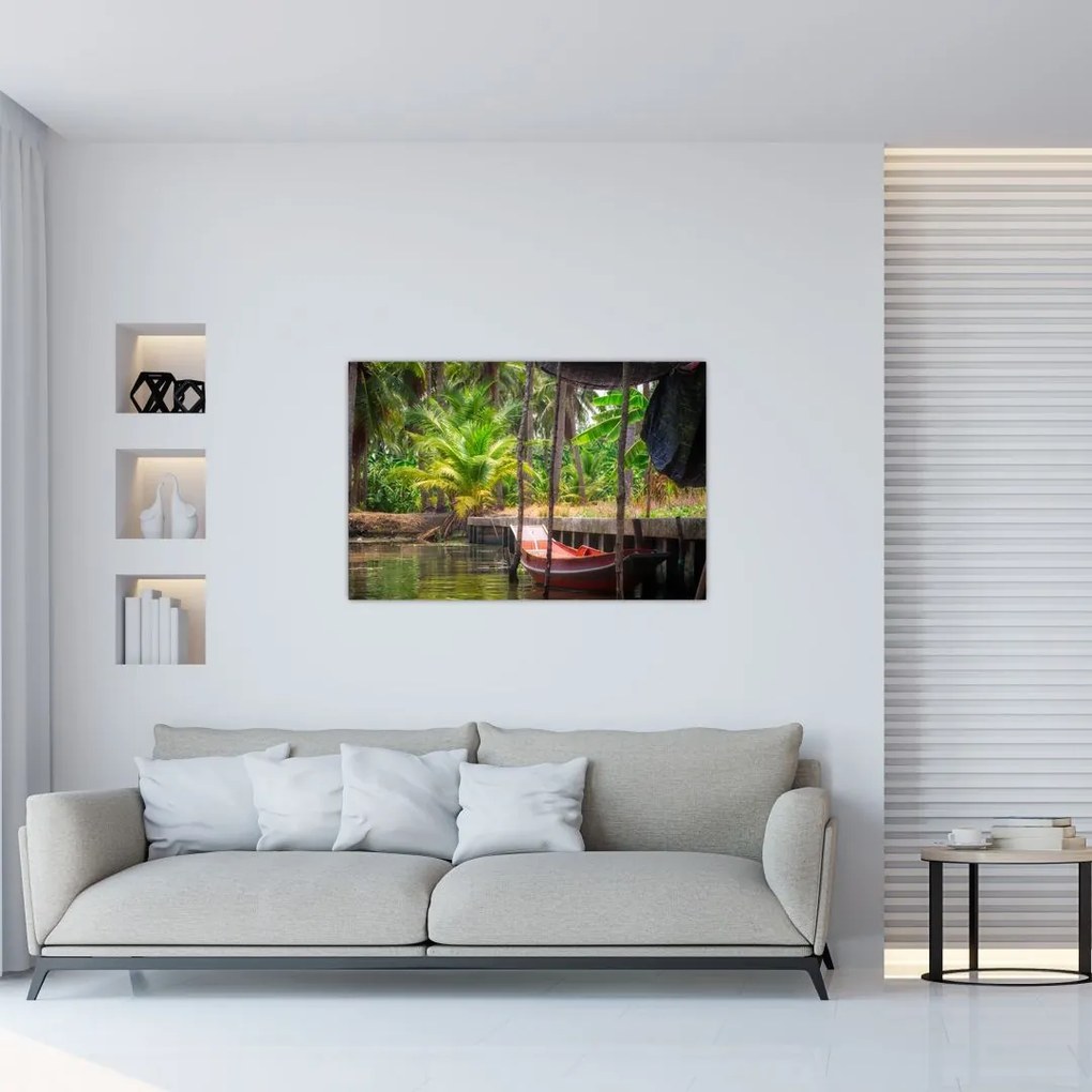 Tablou - Nava din lemn în canal , Thailand (90x60 cm)