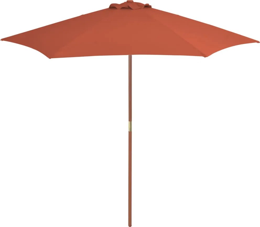 vidaXL Umbrelă de soare de exterior, stâlp din lemn, cărămiziu, 270 cm