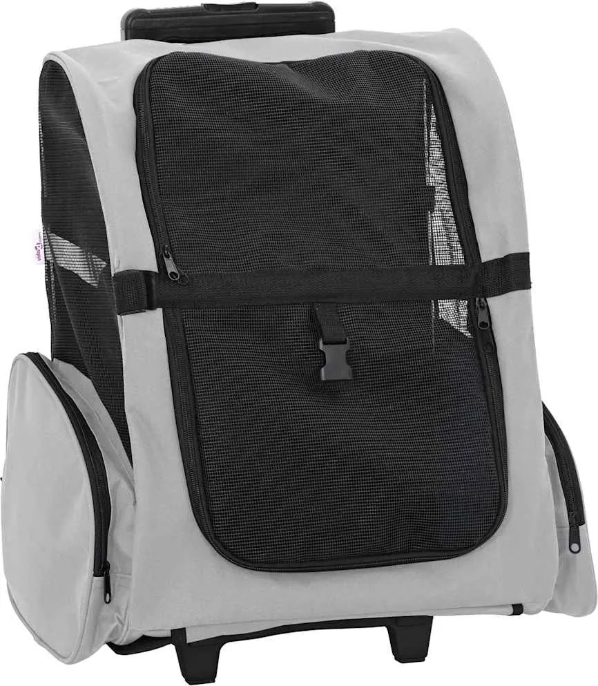 vidaXL Cărucior pentru animale de companie 3 în 1, gri, 48x32x(57-106) cm, material Oxford