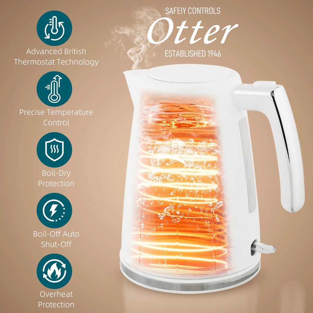 HOMCOM Set Fierbător Electric 2200W 1.7L și Prăjitor Dublu 7 Nivele Alb | Aosom Romania