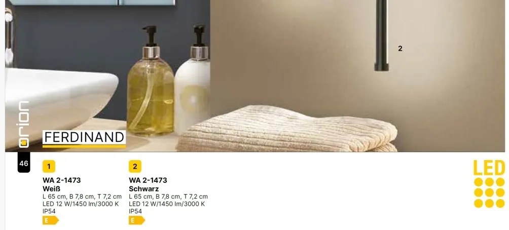Aplica pentru baie stil minimalist IP54 FERDINAND negru