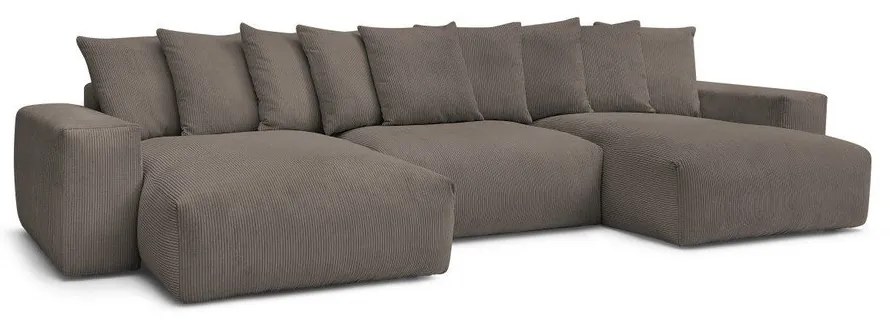 Colțar gri/maro cu tapițerie din catifea reiată Voltaire – Bobochic Paris