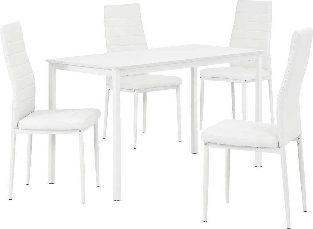 [en.casa]® Masa bucatarie/salon design elegant (120x60cm) - cu 4 scaune elegante imitatie piele (alb)