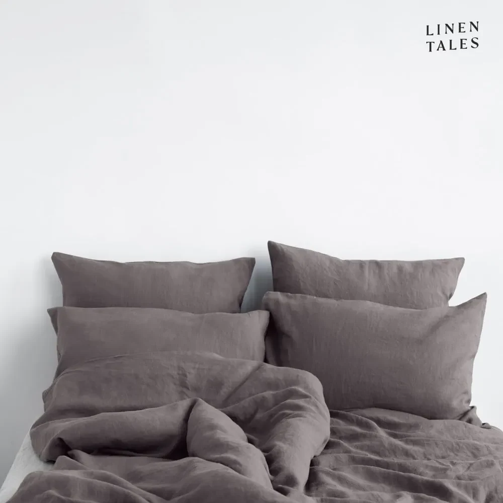 Lenjerie de pat gri închis din in pentru pat dublu 200x200 cm – Linen Tales