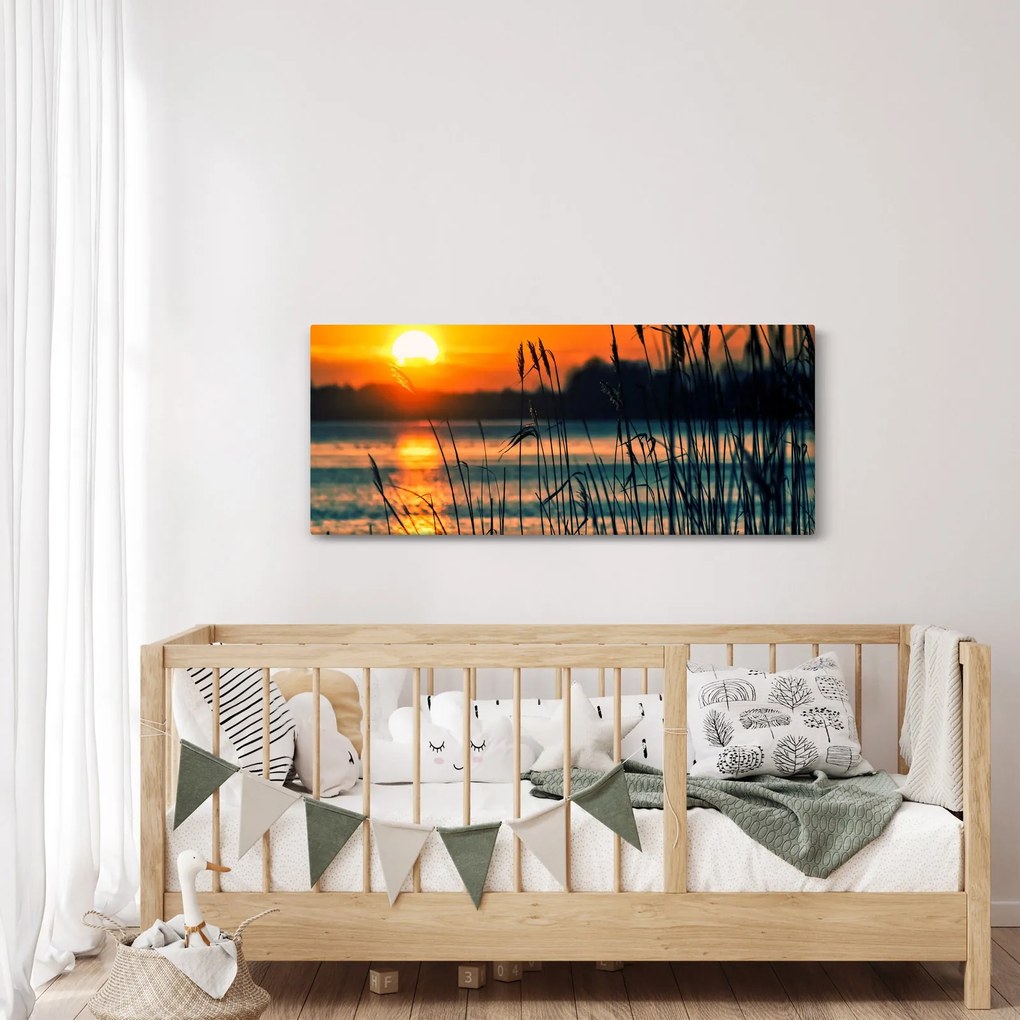 Tablou - Apus de soare la lac (120x50 cm)