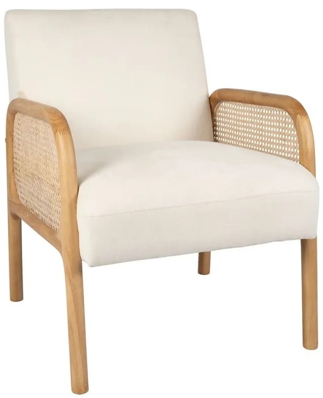 Scaun dining, off white, din lemn de cauciuc si textil, Fermin