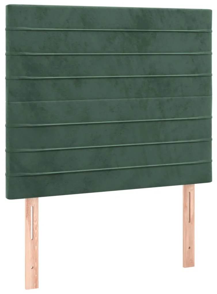 Pat box spring cu saltea, verde inchis, 80x200 cm, catifea Verde inchis, 80 x 200 cm, Benzi orizontale